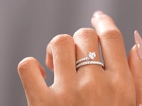 Heart, Round Cut Colorless Engagement Ring