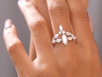 Round, Marquise Cut Colorless Engagement Ring