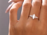 Round, Marquise Cut Colorless Engagement Ring