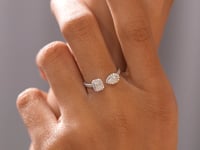 Emerald Pear Premium Halo Adjustable Ring
