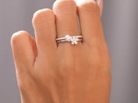 Round, Pear Cut Colorless Pearl Engagement Ring