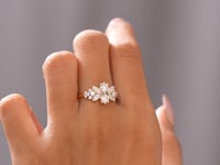 Marquise, Round Cut Colorless Engagement Ring