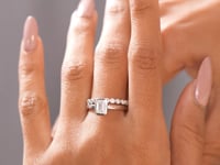Emerald, Round Cut Colorless Engagement Ring