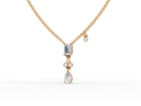 Twin Marquise Moissanite Diamond Floral Drop Necklace