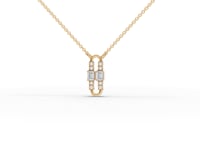 Emerald Moissanite Diamond Geometric Link Pendant Necklace