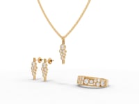 Moissanite Diamond Cluster Jewelry Set with Pendant, Earrings & Eternity Band