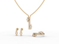 Moissanite Diamond Cluster Jewelry Set with Pendant, Earrings & Eternity Band