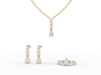 Pear Solitaire Drop Accent Moissanite Diamond Jewelry Set