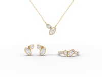 Marquise Moissanite Diamond Two-Stone Pavé Bypass Jewelry Set