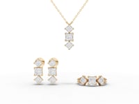Princess-Cut Geometric Moissanite Diamond Jewelry Set