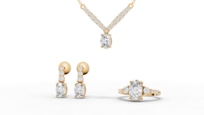 Oval Moissanite Diamond Graduated Drop Jewelry Set