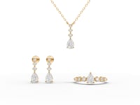 Mixed Shape Moissanite Diamond Jewelry Set with Emerald Drop Necklace & Earrings