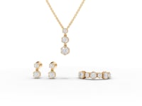 Hexagon Moissanite Diamond Jewelry Set with Drop Earrings & Eternity Band