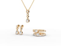 Pear & Hexagon Geometric Moissanite Diamond Jewelry Set