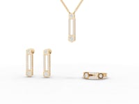 Hexagon Bar Drop Moissanite Diamond Jewelry Set