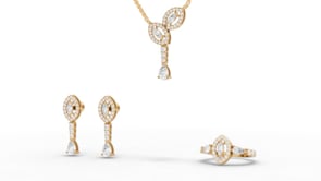 Marquise Halo Pear Drop Moissanite Diamond Jewelry Set