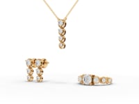 Round Bezel Drop Moissanite Diamond Jewelry Set