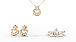 Pear Halo Moissanite Diamond Jewelry Set