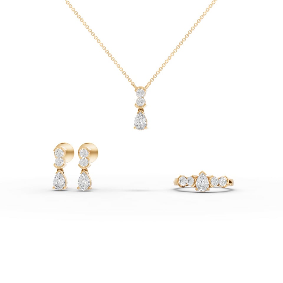 Pear & Round Moissanite Diamond Statement Jewelry Set