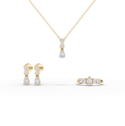 Pear & Round Moissanite Diamond Statement Jewelry Set