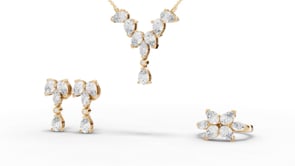 Marquise & Pear Cascade Moissanite Diamond Jewelry Set