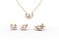 Oval Moissanite Diamond Horseshoe Halo Jewelry Set