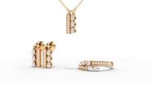 Pear & Vertical Bar Moissanite Diamond Jewelry Set