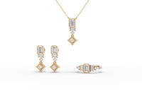 Statememnt Emerald Cut Moissanite Diamond Jewelry Set