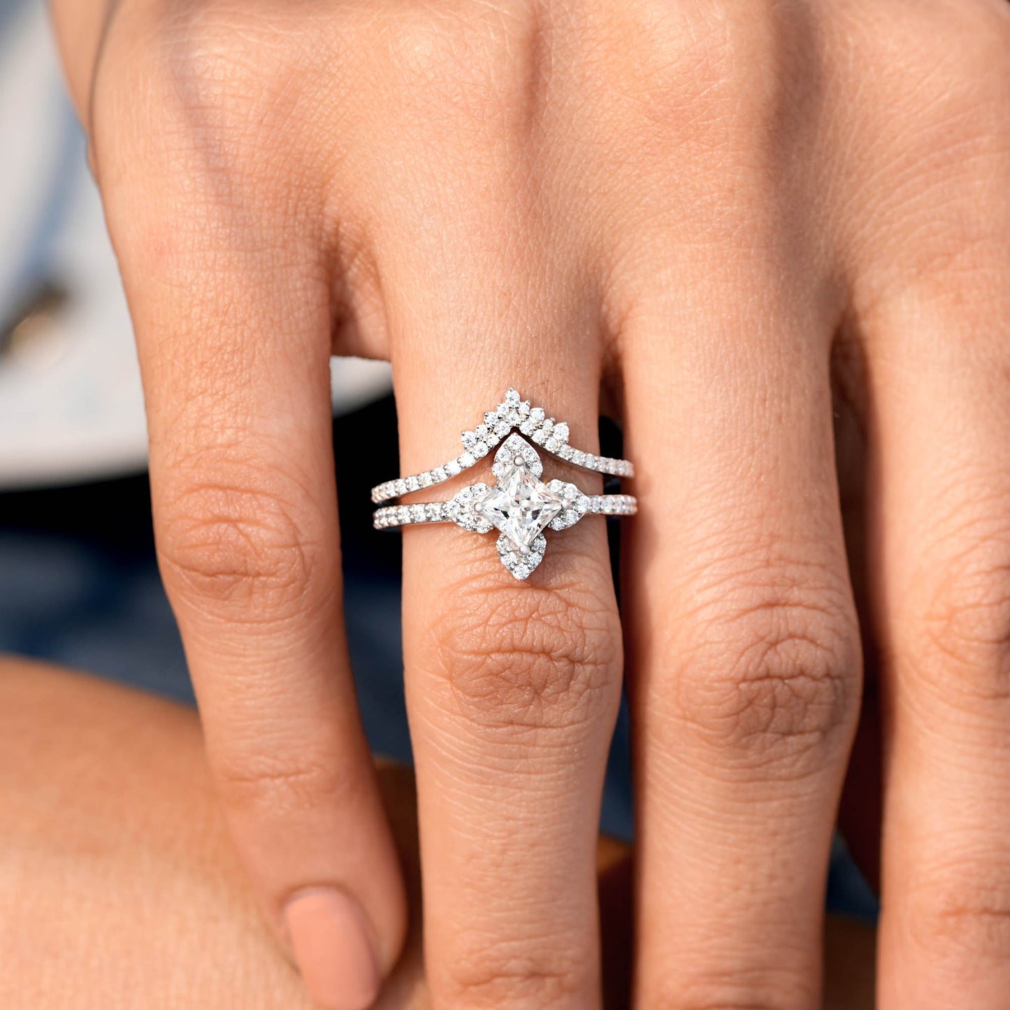 Round, Pear Cut Colorless Engagement Ring