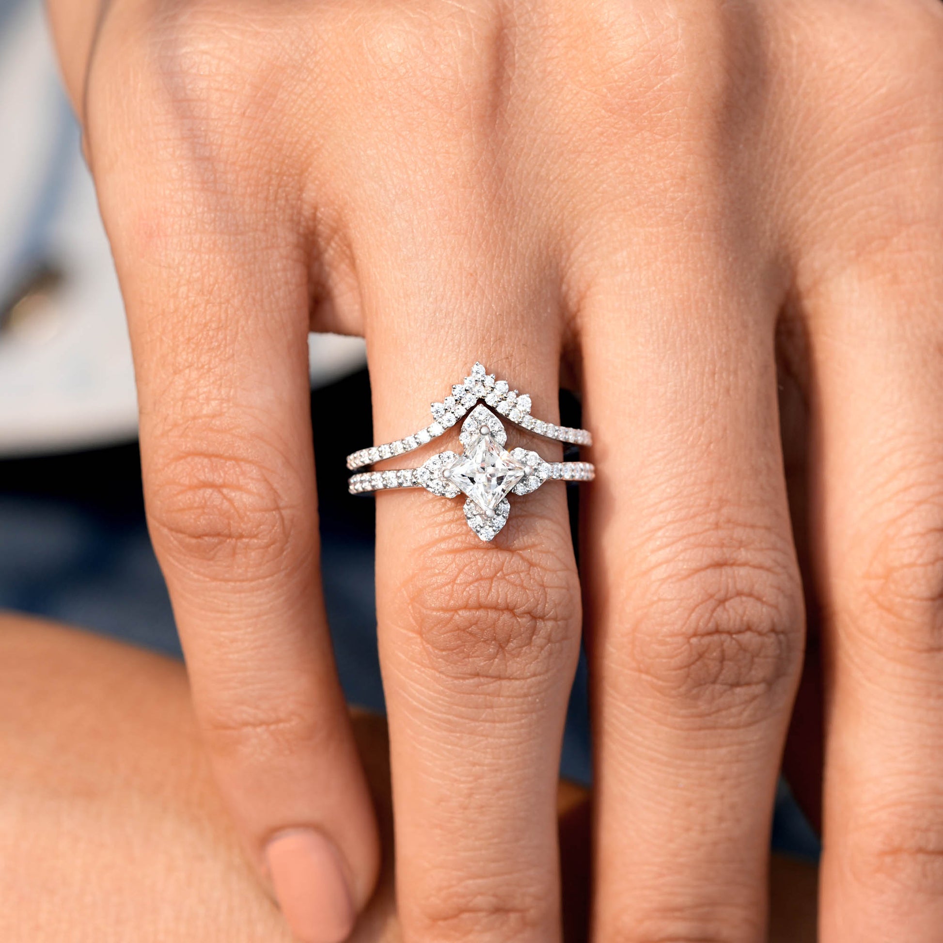 Round, Pear Cut Colorless Engagement Ring