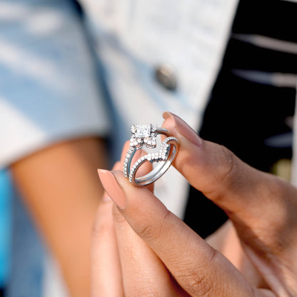 Round, Pear Cut Colorless Engagement Ring