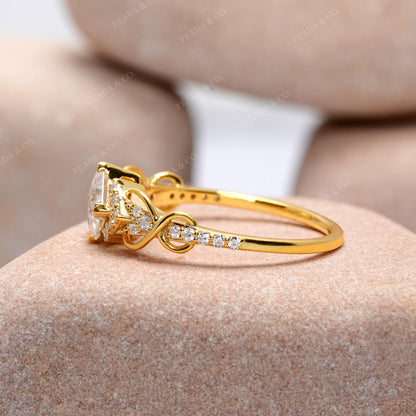 Princess, Round Cut Colorless Engagement Ring