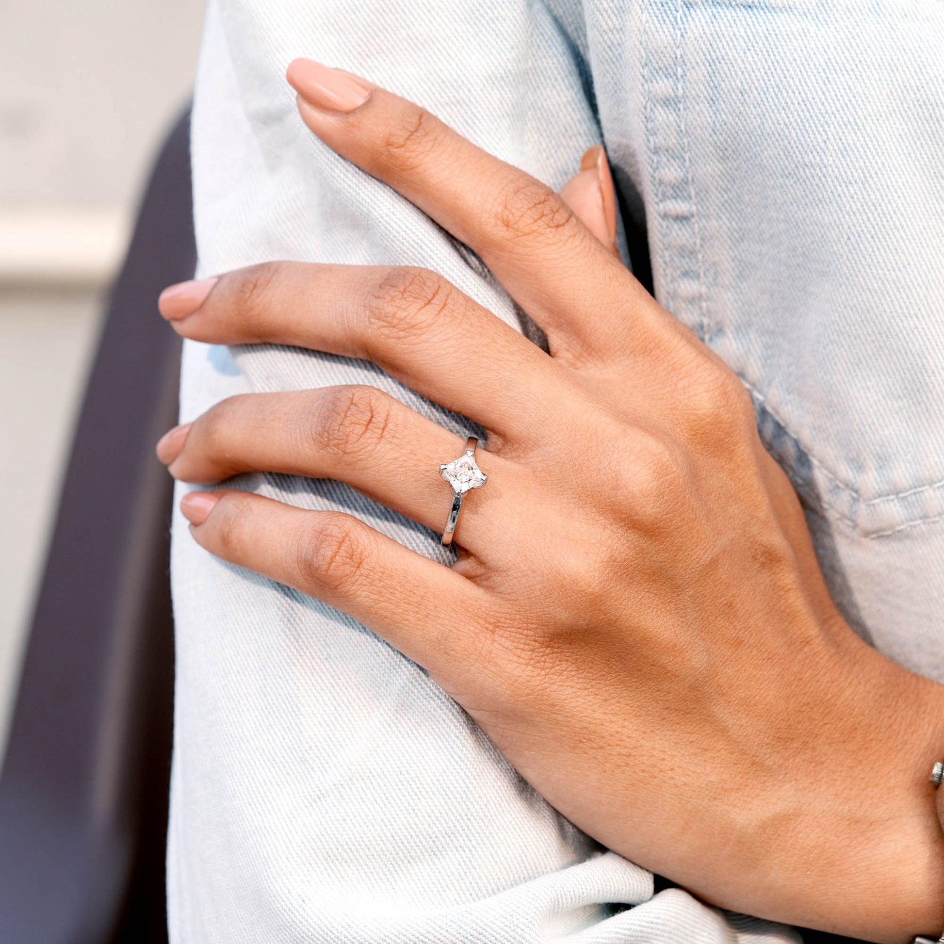 Princess Cut Colorless Engagement Ring