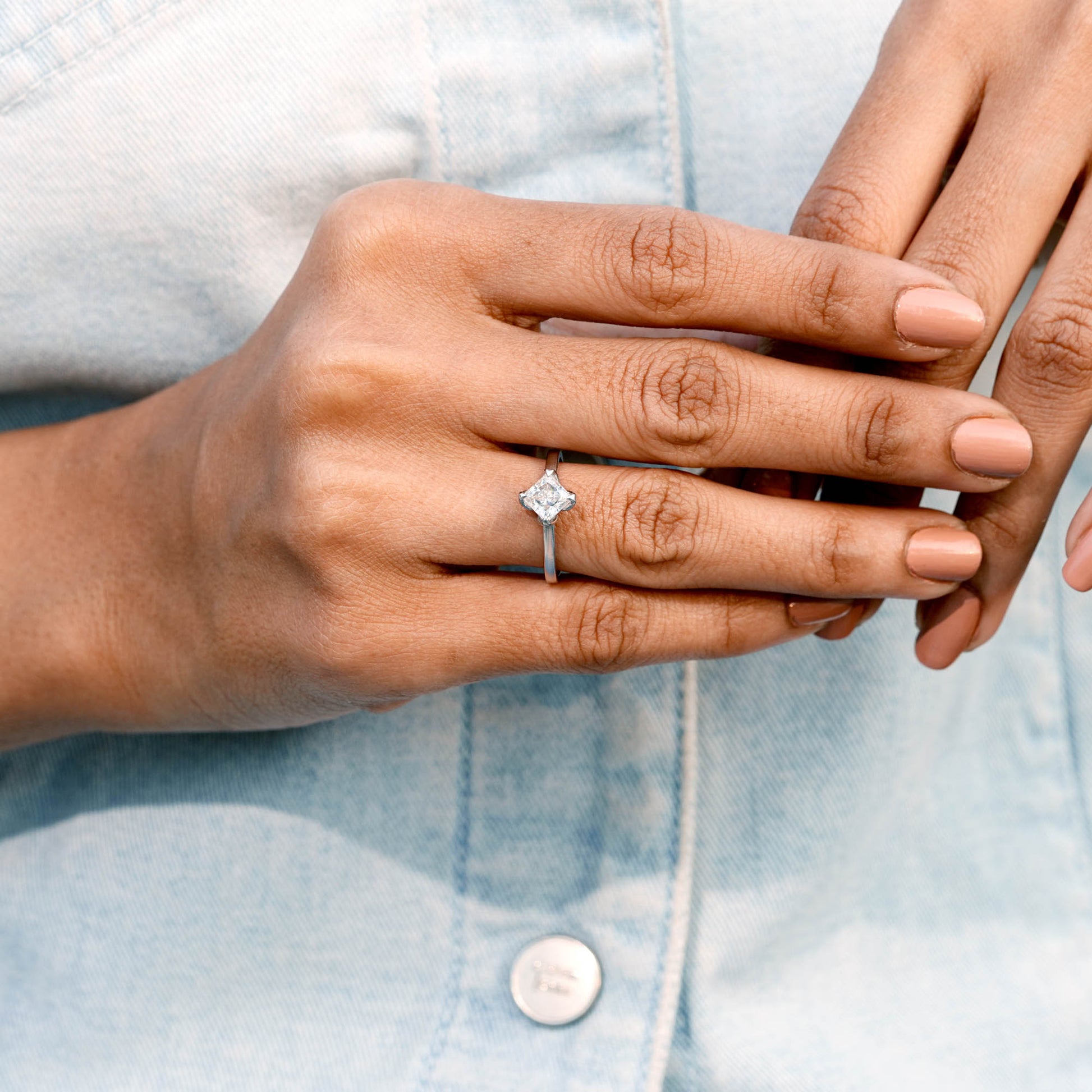 Princess Cut Colorless Engagement Ring