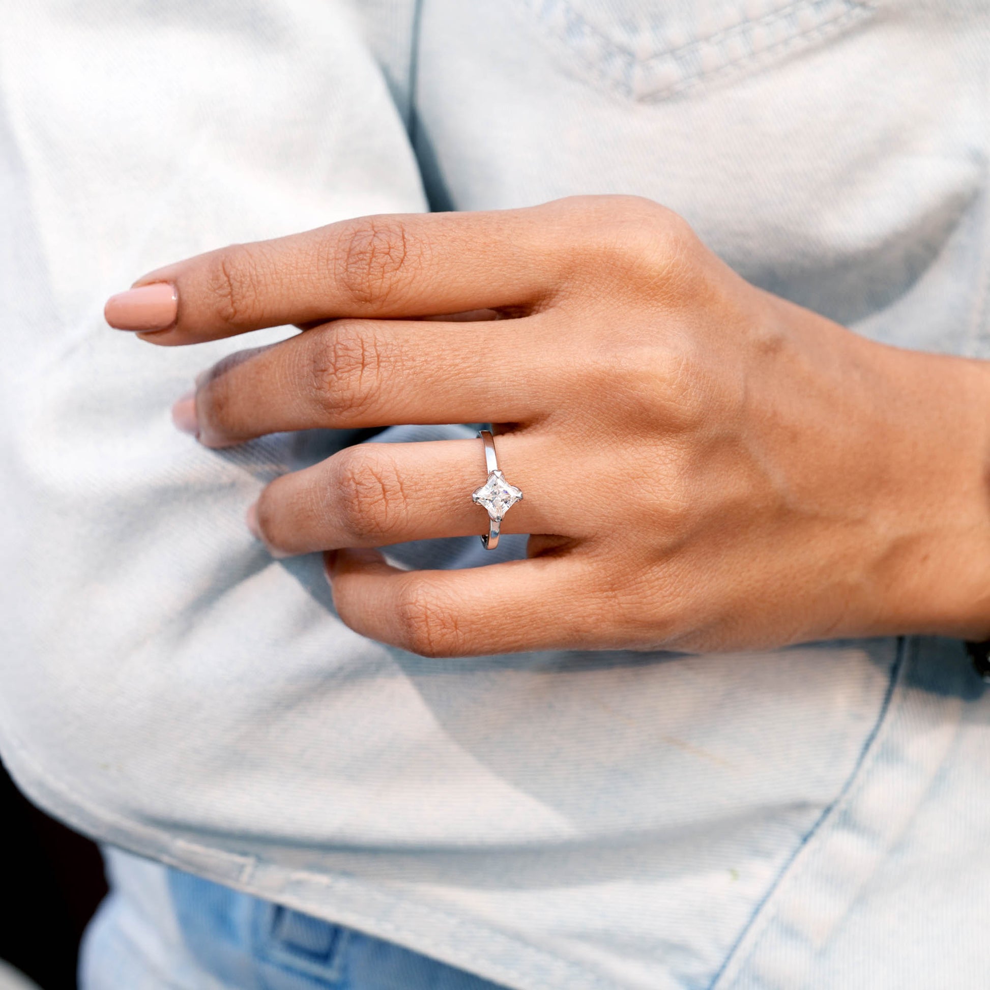 Princess Cut Colorless Engagement Ring