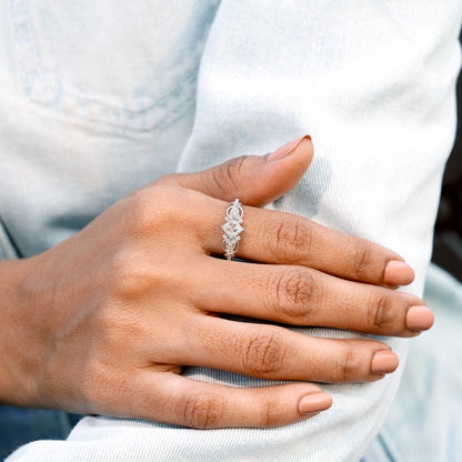 Princess, Round Cut Colorless Engagement Ring