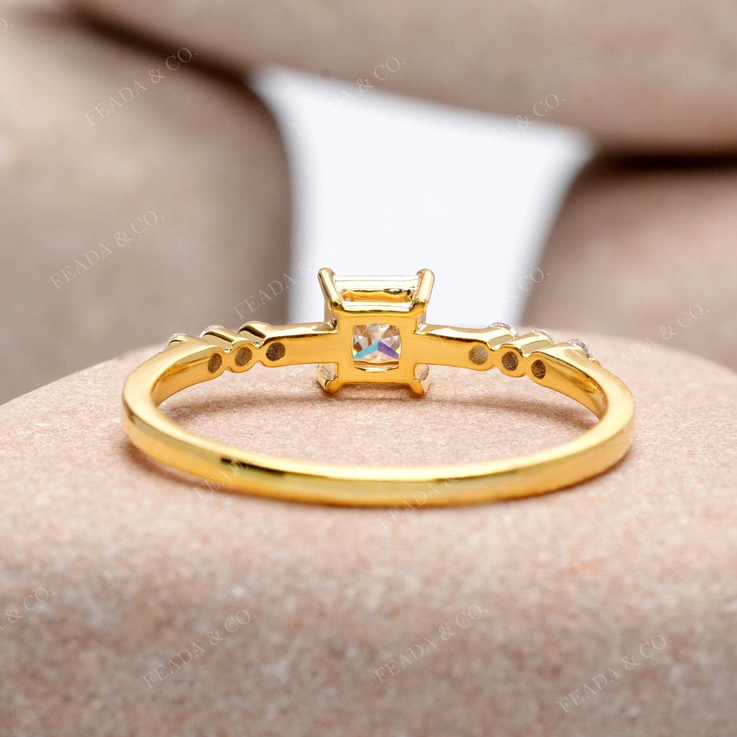 Princess, Round Cut Colorless Engagement Ring