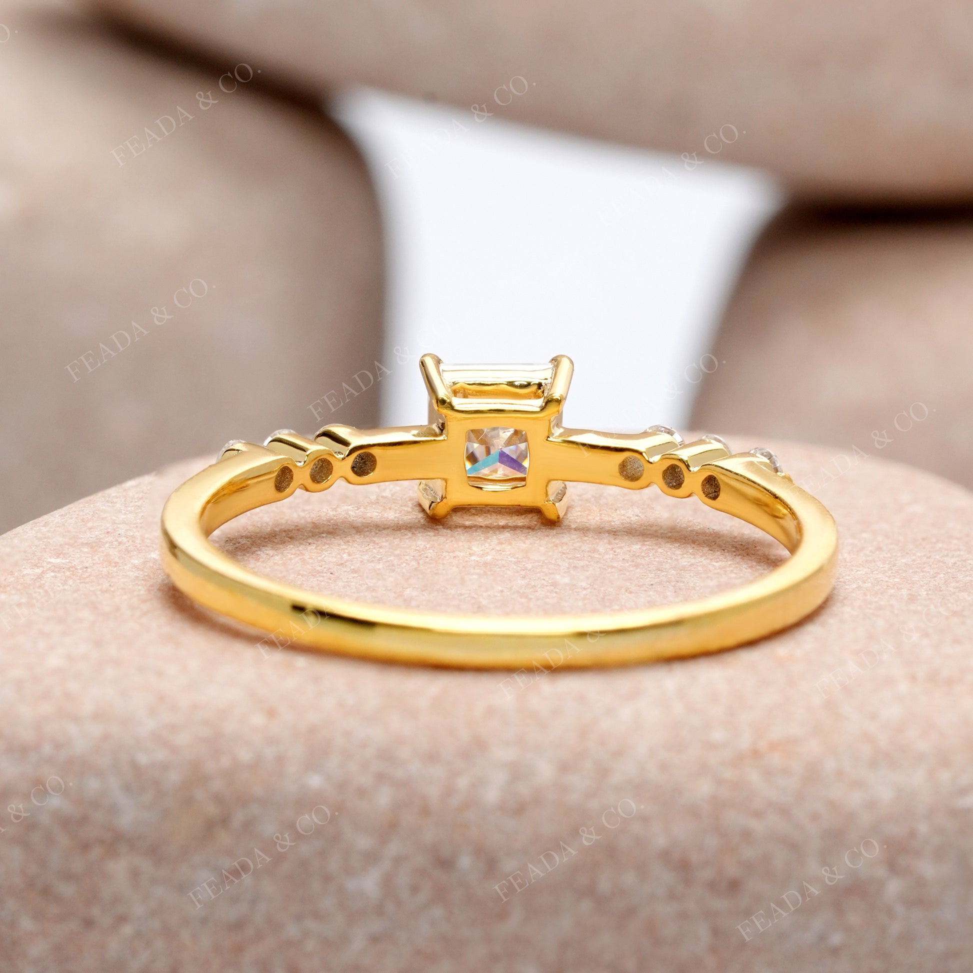 Princess, Round Cut Colorless Engagement Ring