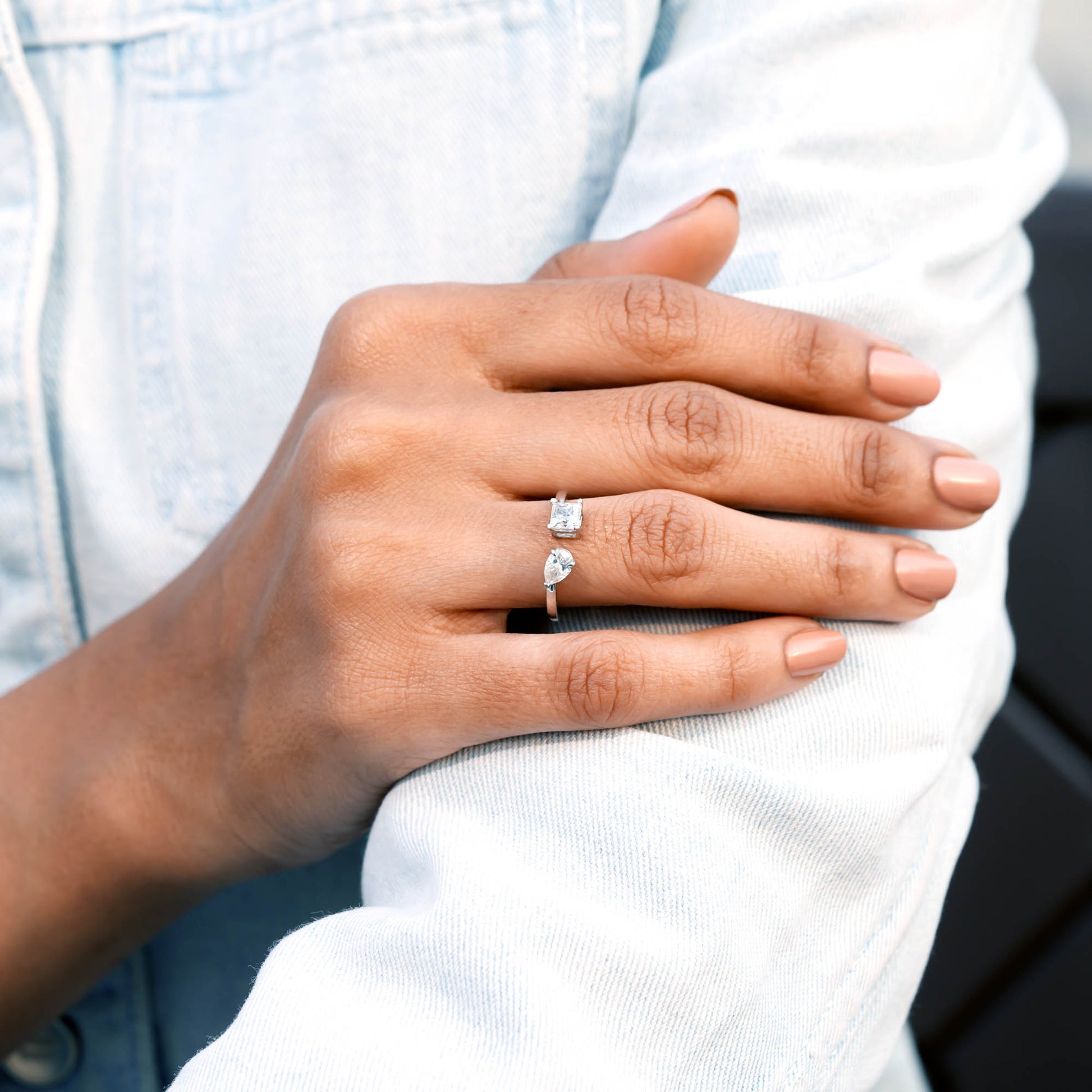 Three-Stone Moissanite Diamond Ring Set
