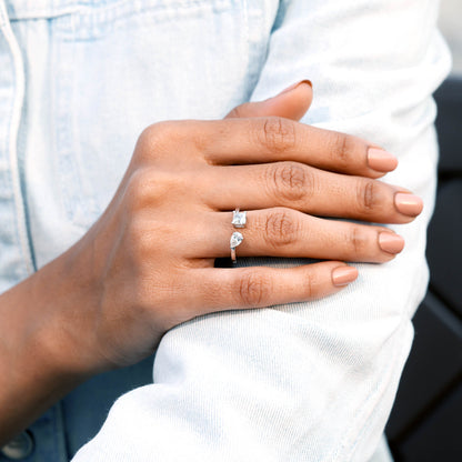 Three-Stone Moissanite Diamond Ring Set