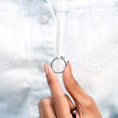 Three-Stone Moissanite Diamond Ring Set