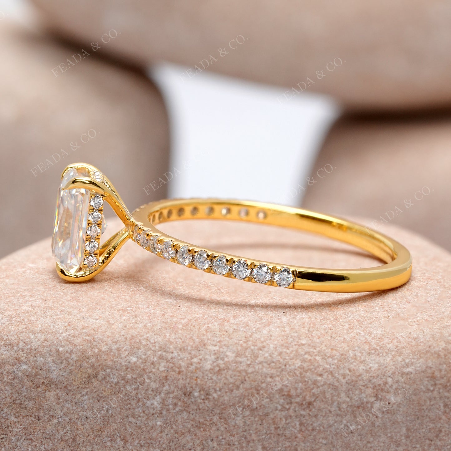 Round, Radiant Cut Colorless Engagement Ring