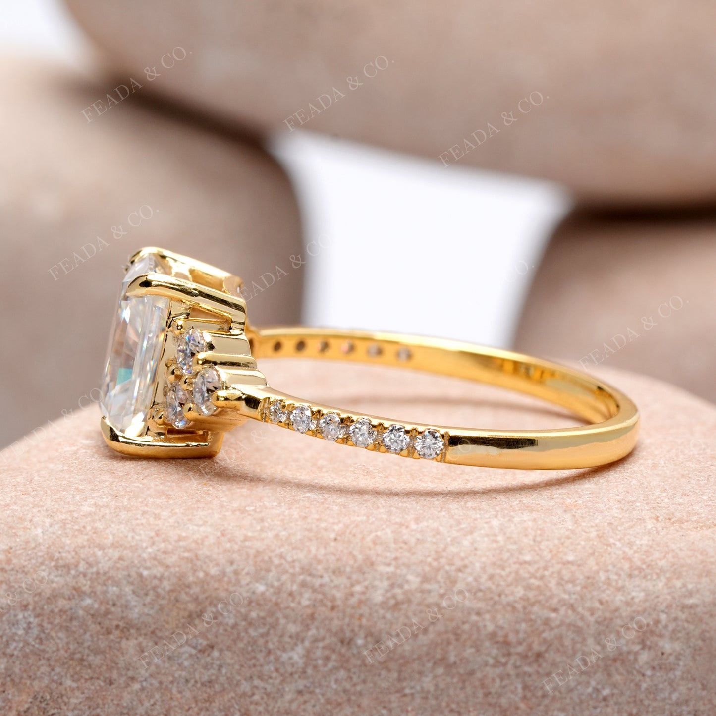 Round, Radiant Cut Colorless Engagement Ring