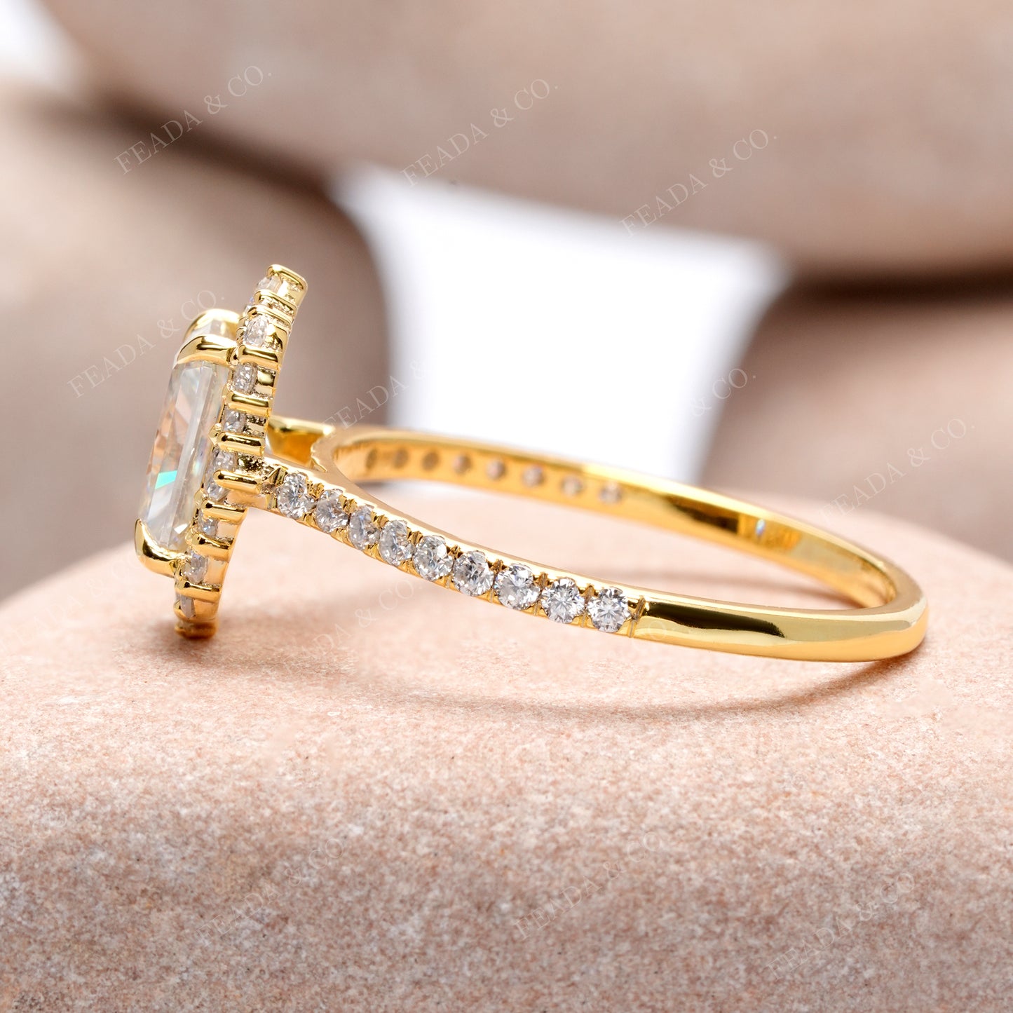 Radiant, Round Cut Colorless Engagement Ring