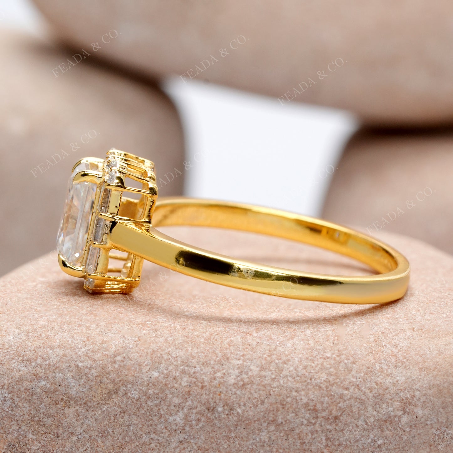 Round, Radiant, Baguette Cut Colorless Engagement Ring