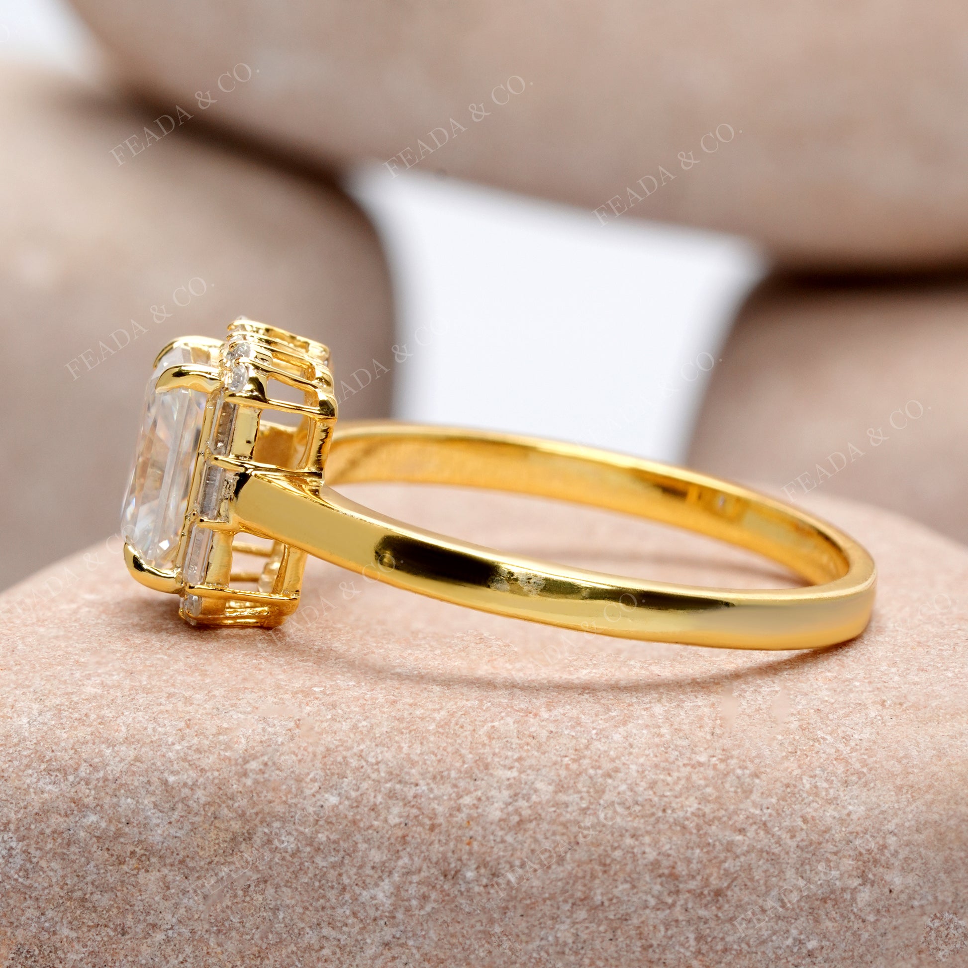 Round, Radiant, Baguette Cut Colorless Engagement Ring