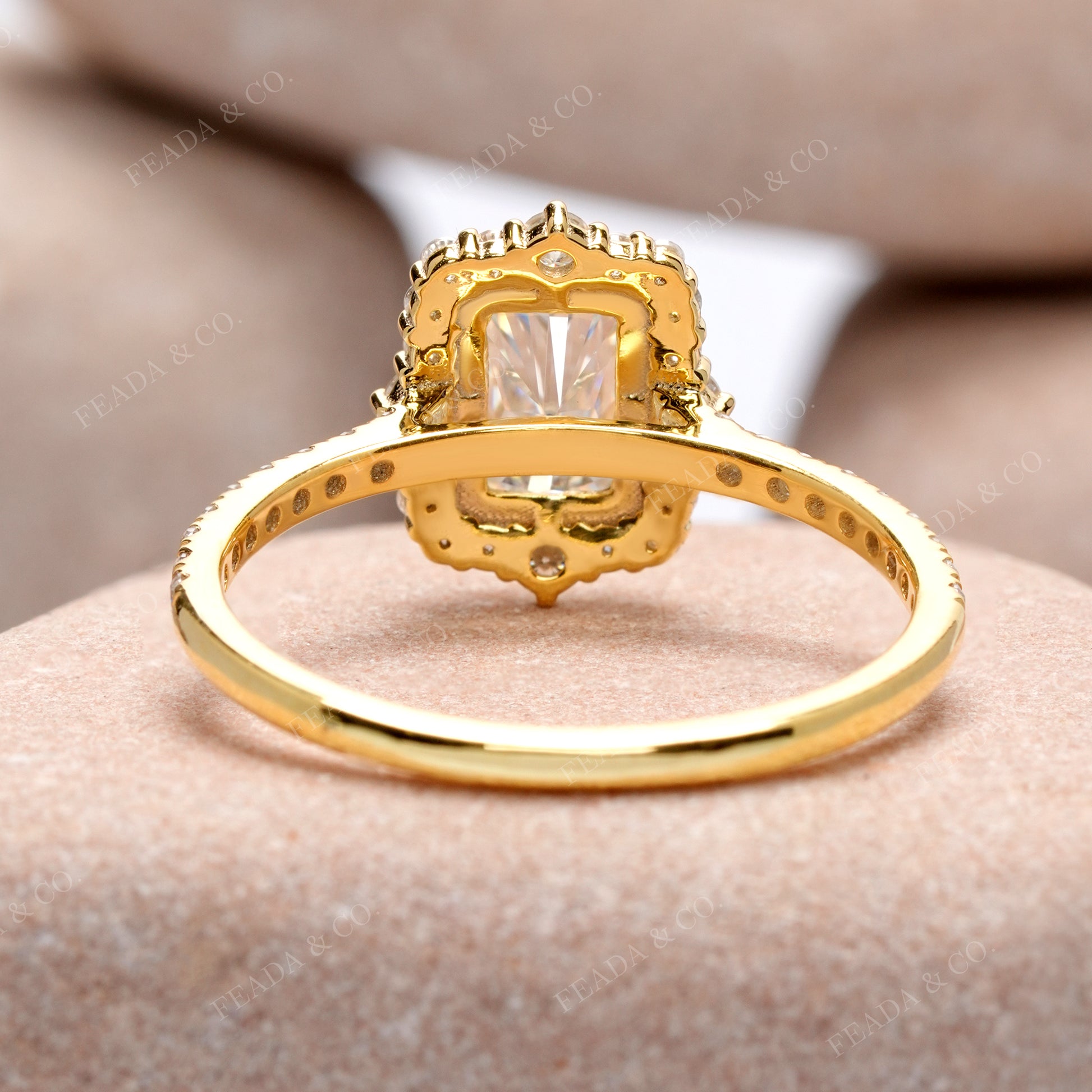 Radiant, Round Cut Colorless Engagement Ring
