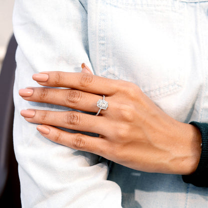 Radiant, Round Cut Colorless Engagement Ring