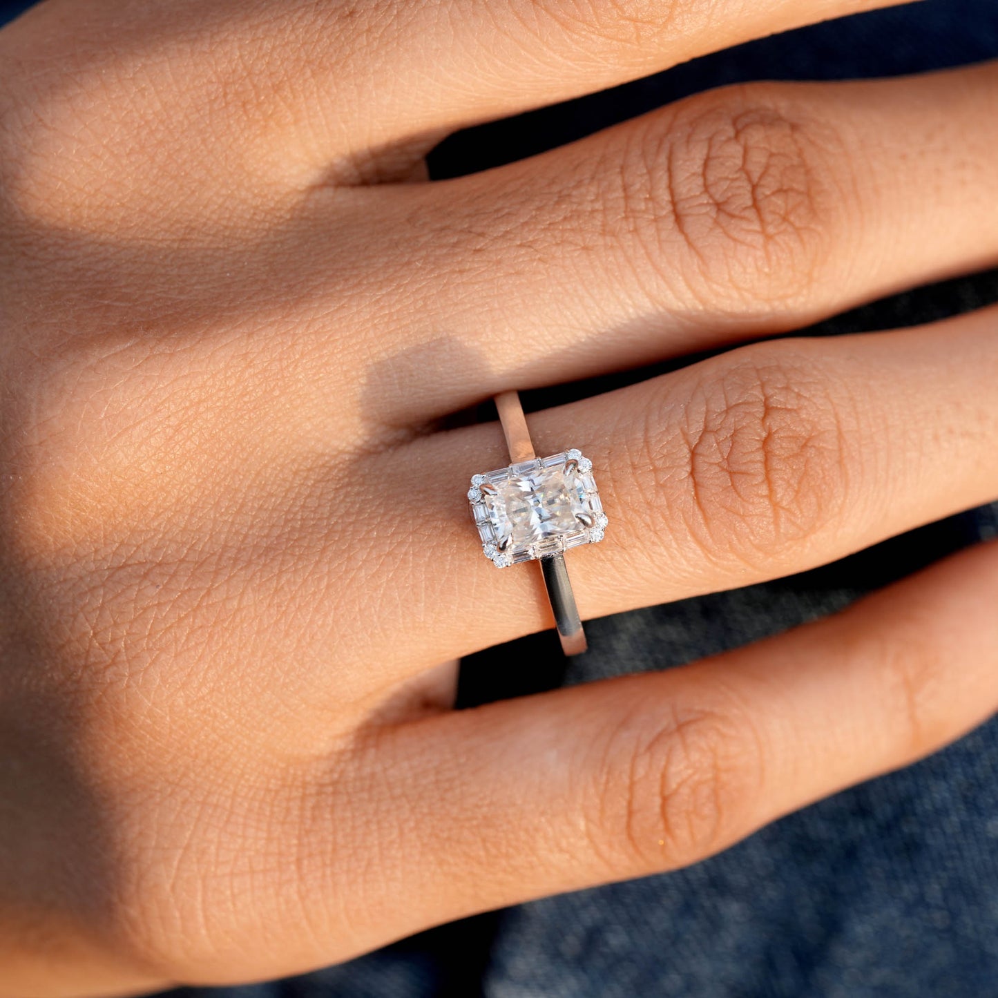 Round, Radiant, Baguette Cut Colorless Engagement Ring