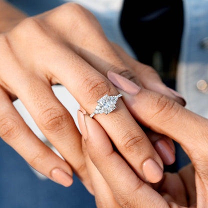 Round, Radiant Cut Colorless Engagement Ring